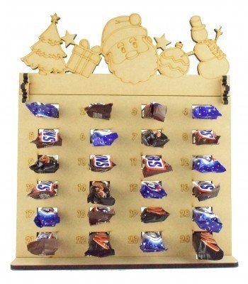6mm Mars, Snickers and Milkyway Chocolate Bars Funsize Minis Holder Advent Calendar with Christmas Shapes Topper